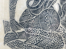 Vintage Thai Rice Paper Charcoal Rubbing Temple Art