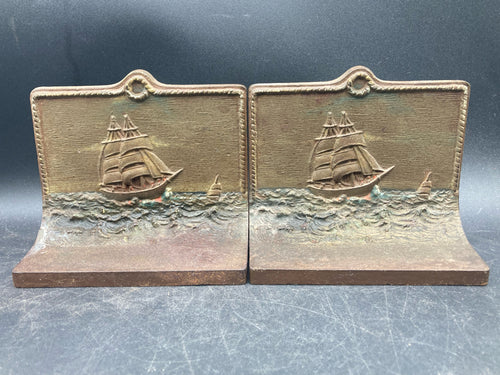 Antique Bradley & Hubbard Cast Iron Ship Bookends