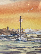O'Brien Signed Orignial Nautical FIshing Scene Watercolor Painting