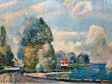 Impressionist Style Coastal Harbor Framed Art Print