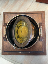 Antique Marine Compass Mounted on Wood Display