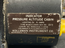 Vintage Kollsman Instrument Aircraft Cabin Altitude Gauge