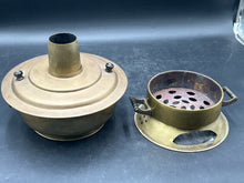 LARGE ANTIQUE ASIAN BRASS PORTABLE COAL STOVE COOKER