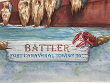 Suzy Leeja Carrington "Battler Port Canaveral Towing" Watercolor Painting