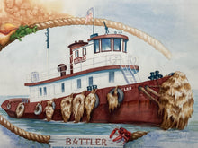 Suzy Leeja Carrington "Battler Port Canaveral Towing" Watercolor Painting