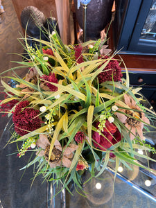 Floral Arrangement in Glass Dish