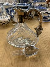 Antique Brilliant Cut Glass Decanter with Sterling Neck and Handle
