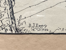 Don J. Emery Signed Antique Florida Sugar Mill Sketch, Framed