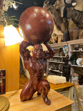 Hand Carved Atlas Holding Globe Statue