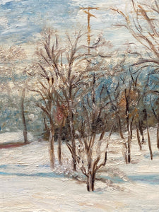 Artist Signed Winter Landscape Oil Painting