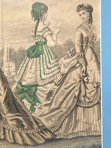 Antique Godey's Fashions For August 1869 Print, Framed