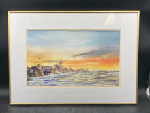 O'Brien Signed Orignial Nautical FIshing Scene Watercolor Painting