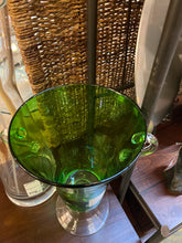 Hand Blown Green Glass Footed Vase