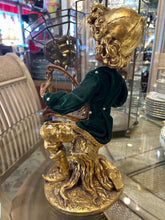 Mid Century Elf Pixie on Harp in Glass Case