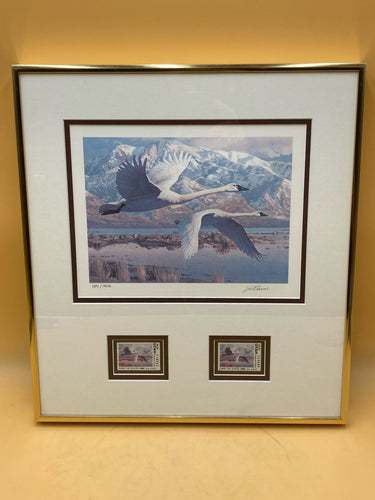 Framed 1986 Utah Duck Stamps & Print By Leon Parson