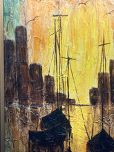 Artist Signed Nautical Themed Marina Oil Painting