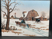 Original C. Carson Signed "Amish Winter Landscape" Oil Painting