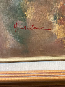 H. Arlene Signed Flower Girl Oil Painting