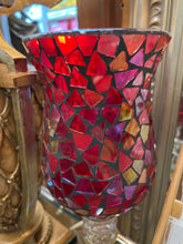 Red Mosaic Glass Candle Holder