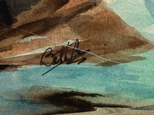 Artist Signed Original Waterfall Landscape Watercolor Painting
