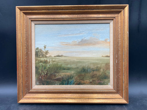 Original Signed Charles Hines Landscape Oil Painting, Framed