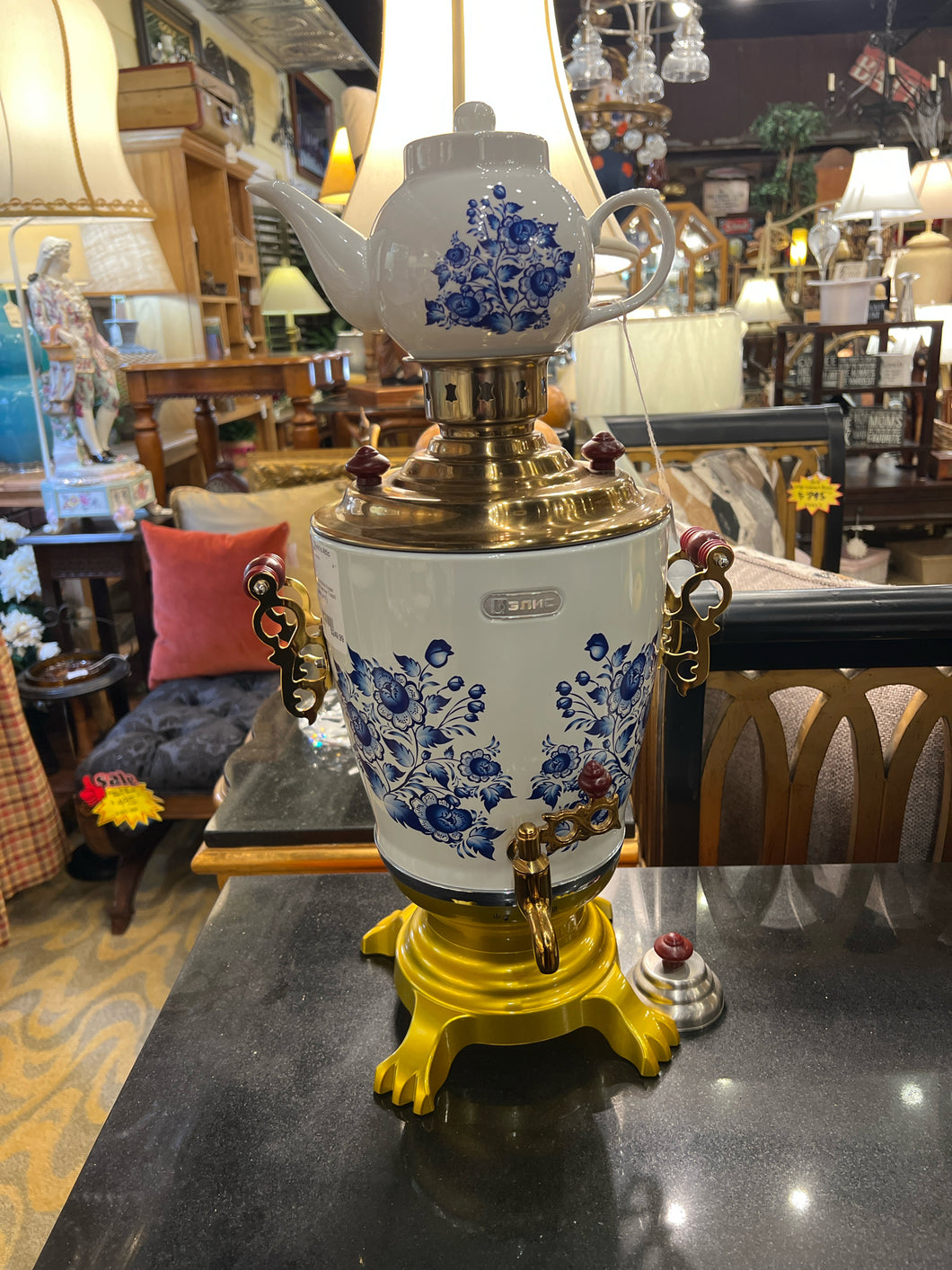 Blue and White Russian Electric Samovar (Teapot With Urn)