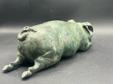 12" Antique Bronze Sleeping Pig Statue