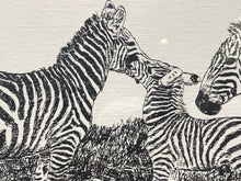 Vintage Kinder-Harris "Zebra Family" Framed Art Print