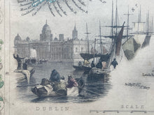 Antique 1851 Brisith Isles Map Engraving J. Rapkin & Tallis, Framed