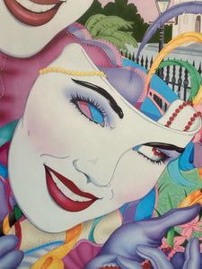 Michael Hunt Signed Andrea Mistretti Mardi Gras 1991 Poster, Framed