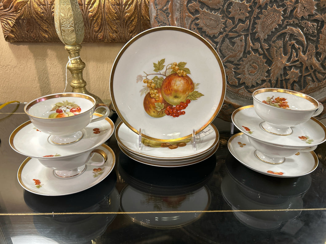 12 Piece Golden Crown Tea Set (4 Plates, saucers and cups)