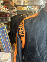 Vintage Harley Davidson Bomber Jacket Mens M Black Orange Motorcyle Biker