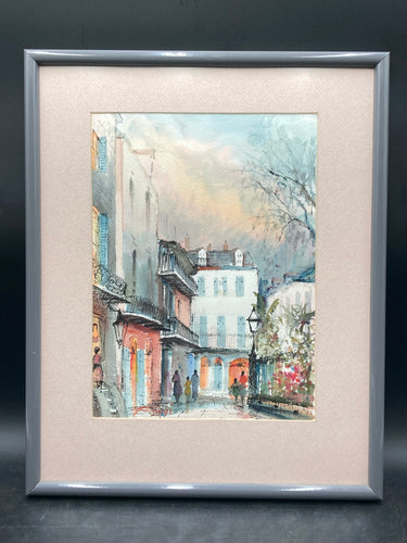 Nestor Fruge Signed Original New Orleans Street Scene Watercolor Painting