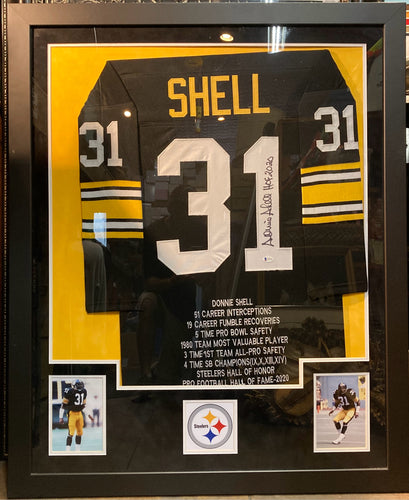 Signed Framed Donnie Shell Pittsburgh Steelers Jersey, Beckett Authenticated