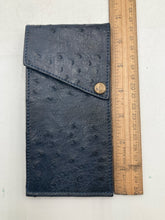 Genuine Ostrich Leather Phone Pouch, Navy Blue