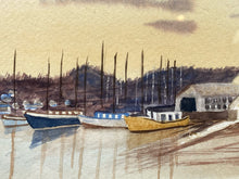 Artist Signed Original Coastal Harbor Watercolor Painting