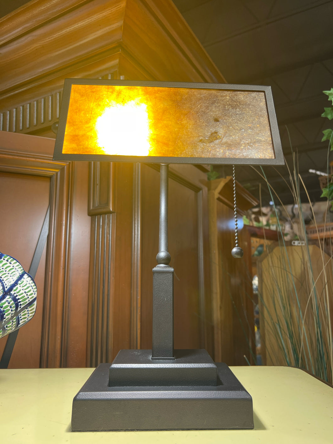 Amber Bankers Lamp