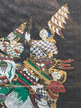 Indian Silk Batik Mughal Battle Scene Painting - view 3