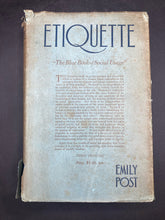 Etiquette: The Blue Book Of Social Usage Emily Post (1922 Third Printing HC DJ)