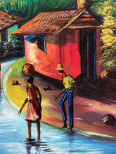 Benoit Signed Haitian Folk Art Acrylic Painting 24x36"