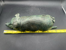 12" Antique Bronze Sleeping Pig Statue