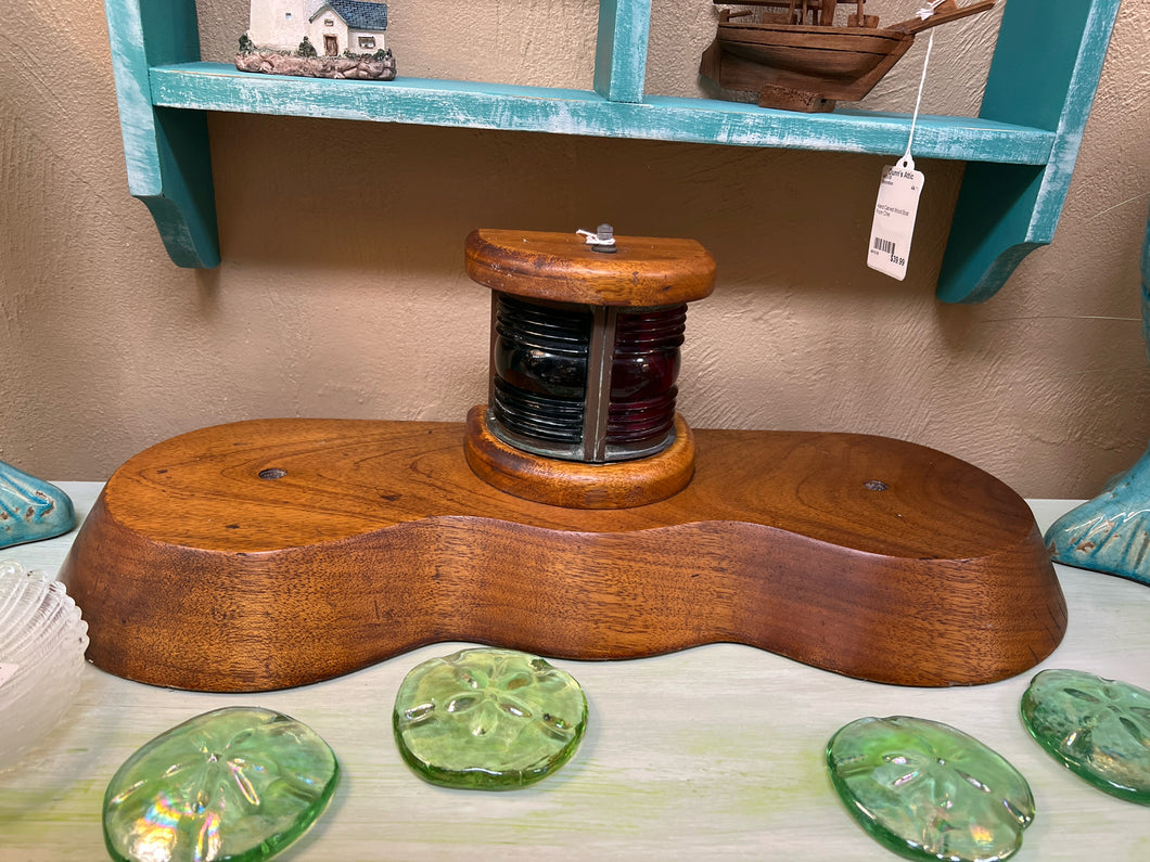 Vintage Ship Light on Wood Base