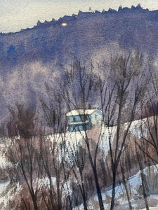 Jesse F. Reed Signed "Winter Sun" Watercolor Painting, Framed