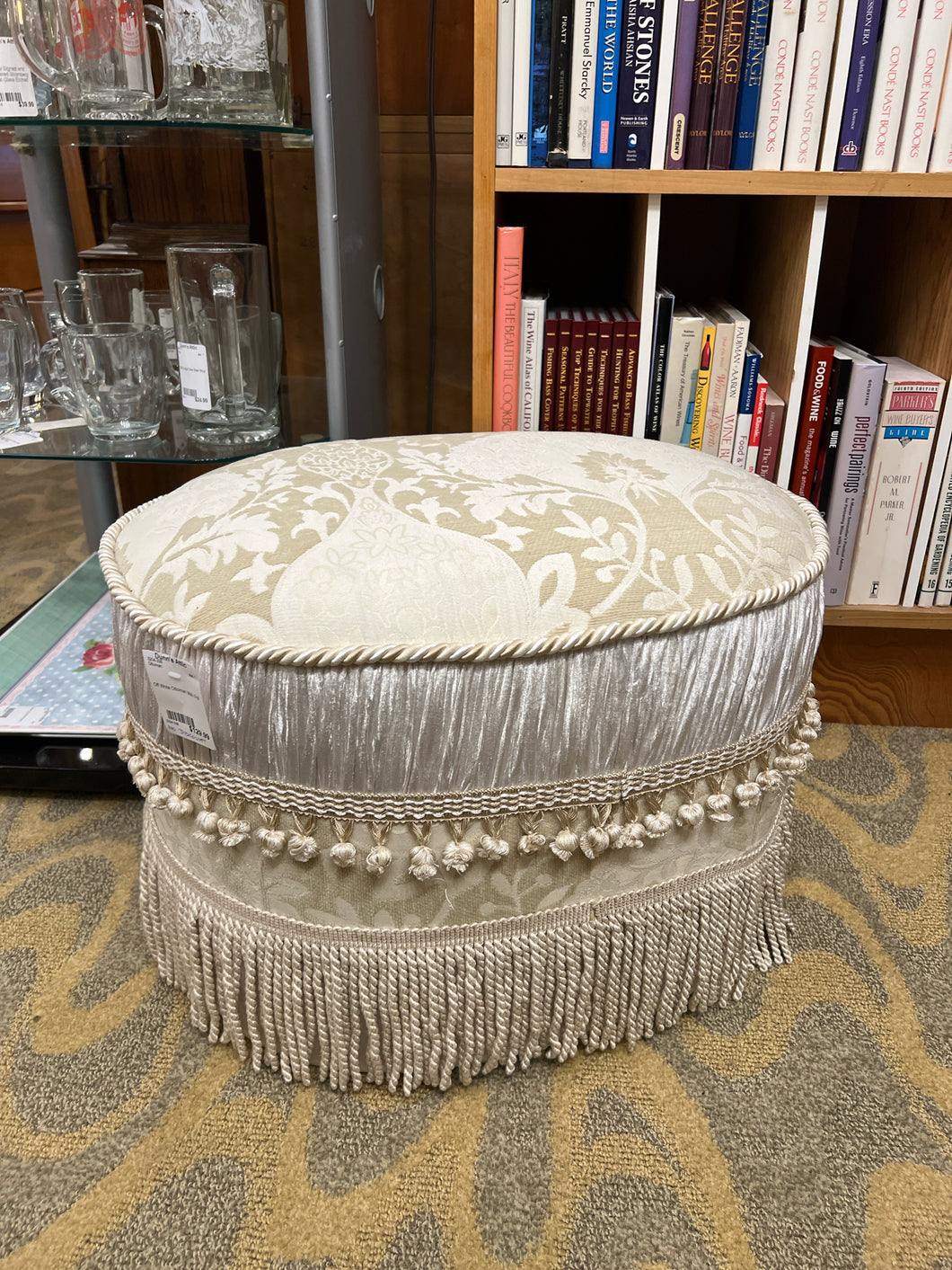 Off White Ottoman With Frill