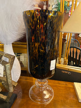 Tortoise Shell Glass Hurricane Footed Vase