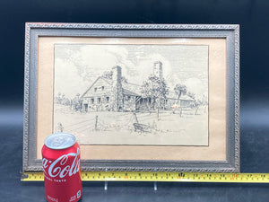 Don J. Emery Signed Antique Florida Sugar Mill Sketch, Framed