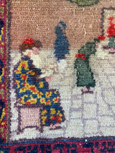 Antique Judaic Pictorial Israeli Wailing Wall Hand Woven Marbediah Rug