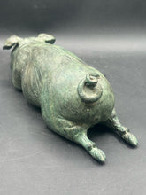 12" Antique Bronze Sleeping Pig Statue