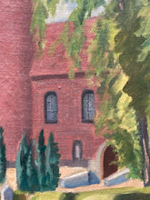 Vintage 1948 Skanderborg Kirke Oil Painting On Canvas By A. Berke-Jorgensen
