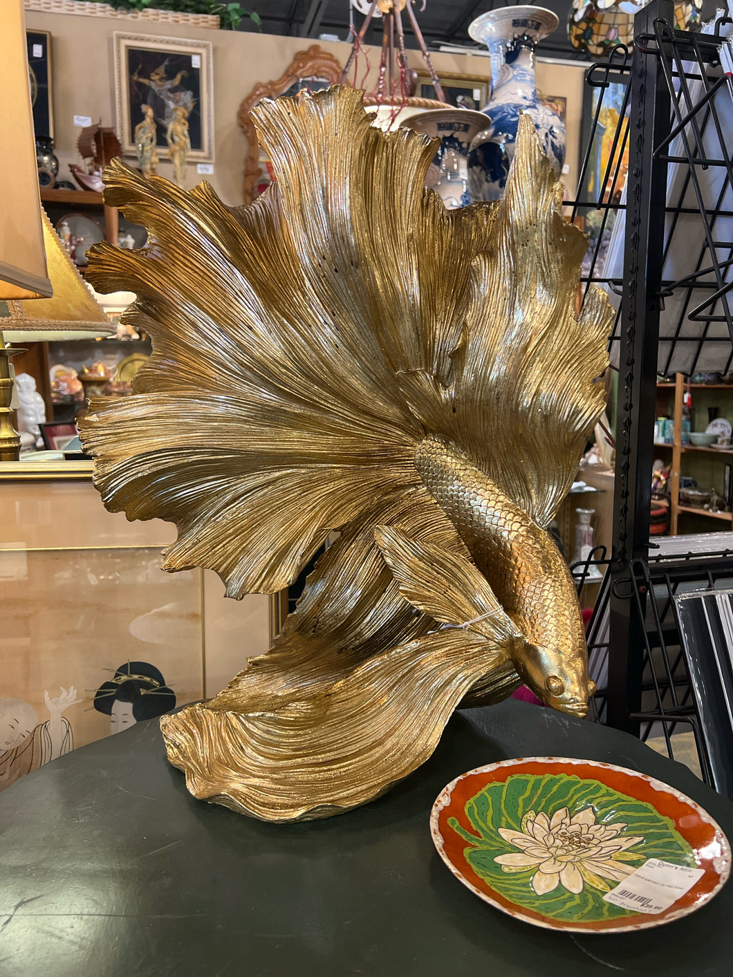 Gold Betta Fish Statue